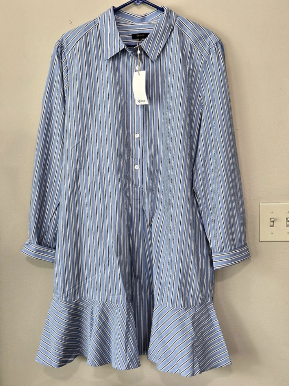 Quince 100% Organic Cotton Poplin Drop Waist Shirt Dress Organic Cotton Poplin